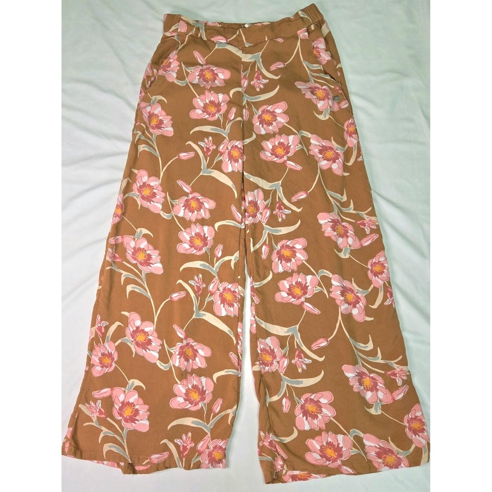 Roxy S Midnight Avenue Crepe Floral Wide-Leg Trouser Beachy Coastal Relaxed Chic